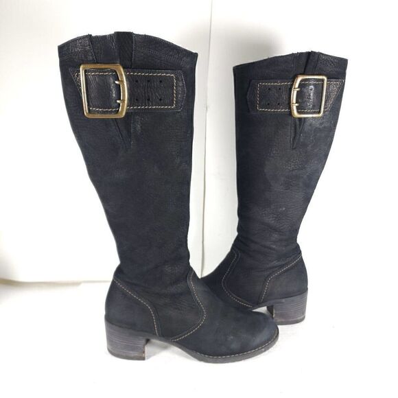 Paul Green Women’s Kendra US8 UK5,5 Knee High Buckle Leather Black Riding Boots - Picture 8 of 12